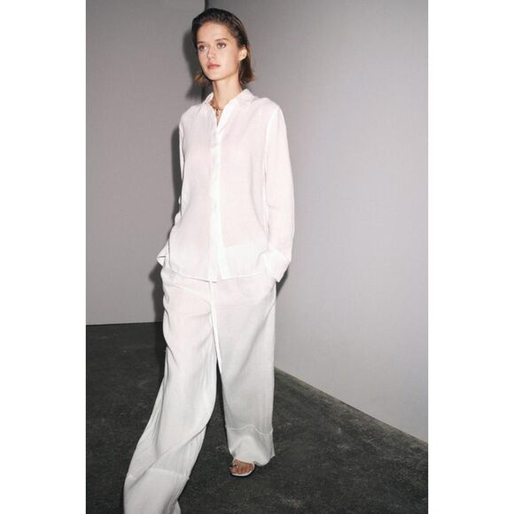 ZARA 100% Linen Palazzo Pants – Size S – NWT - Sold out - Picture 1 of 5